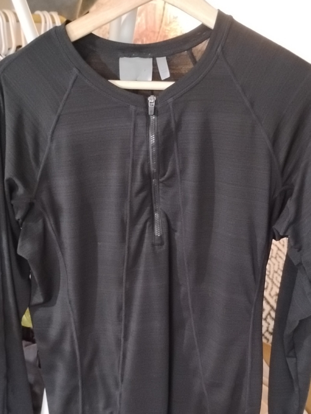 Athleta Black Half-Zip Long Sleeve Performance Top